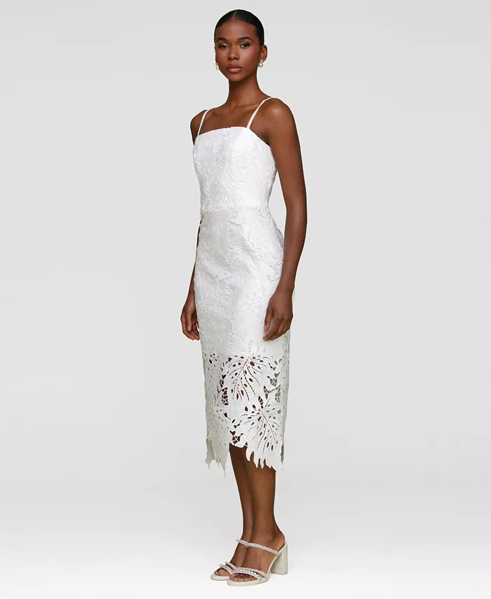 Avec Les Filles Women's Embroidered Sleeveless Midi Dress Women's Fashion Shoes & Accessories