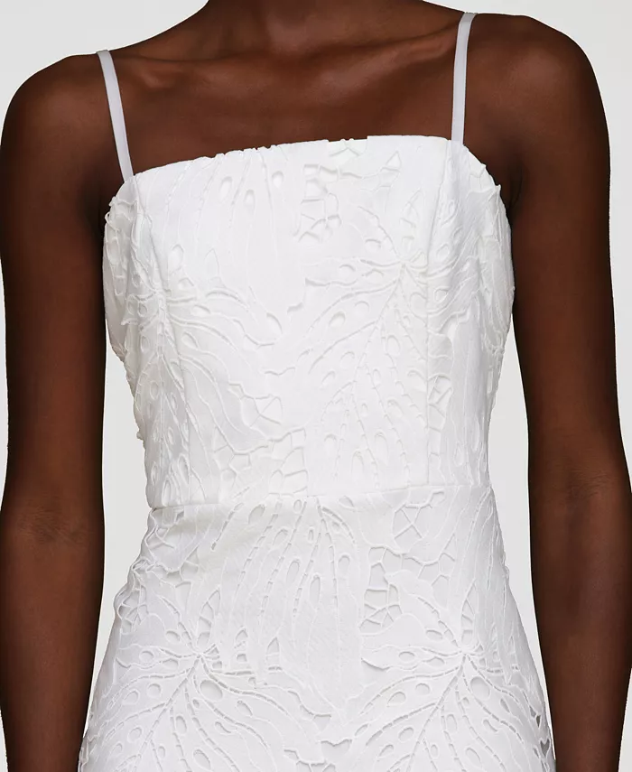 Avec Les Filles Women's Embroidered Sleeveless Midi Dress Women's Fashion Shoes & Accessories