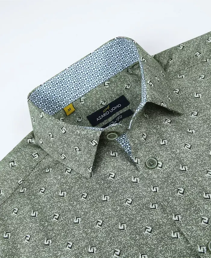 Azaro Uomo Men's Slim Fit Business Nautical Button Down Dress Shirt Men's Fashion & Accessories