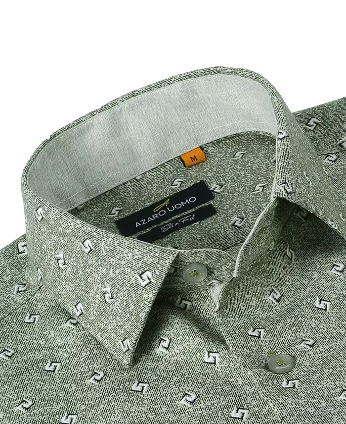 Azaro Uomo Men's Slim Fit Business Nautical Button Down Dress Shirt Men's Fashion & Accessories