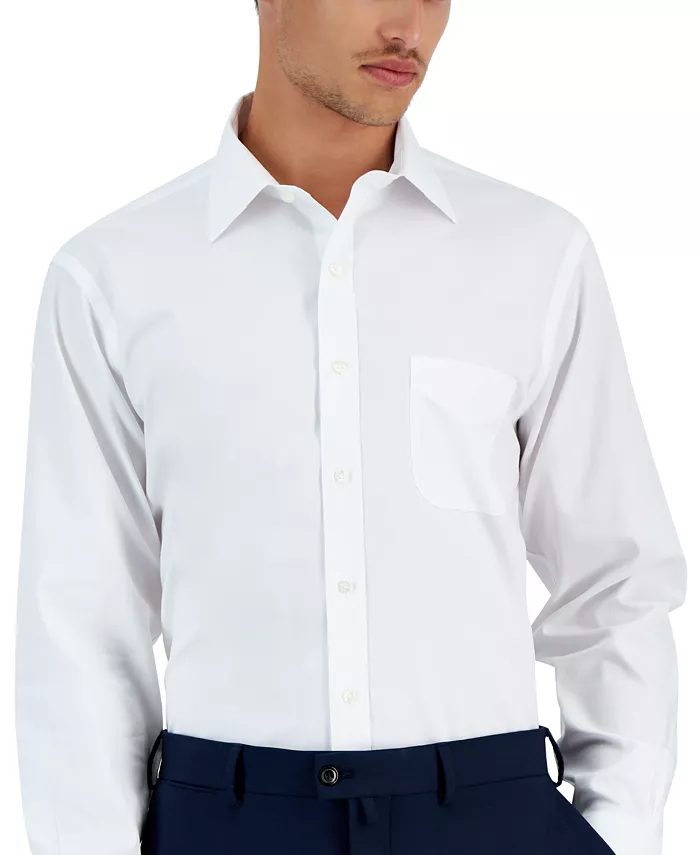 B By Brooks Brothers Men’s Regular Fit Non-Iron Spread Collar Solid Pinpoint Dress Shirt Men's Fashion & Accessories