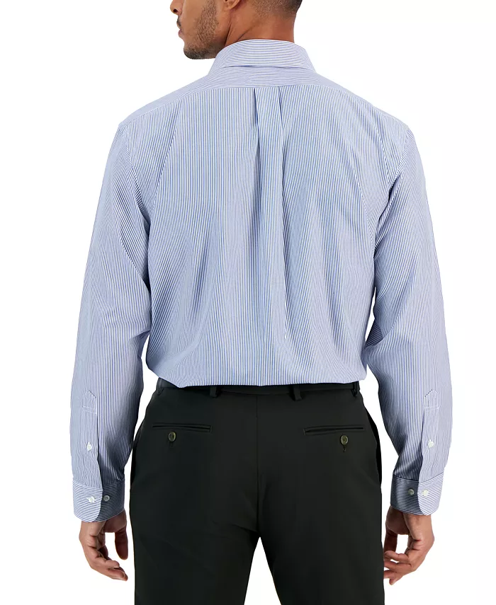 B By Brooks Brothers Men's Regular Fit Non-Iron Spread Collar Bengal Stripe Broadcloth Dress Shirt Men's Fashion & Accessories