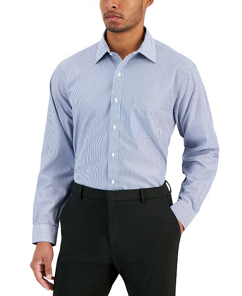 B By Brooks Brothers Men's Regular Fit Non-Iron Spread Collar Bengal Stripe Broadcloth Dress Shirt Men's Fashion & Accessories