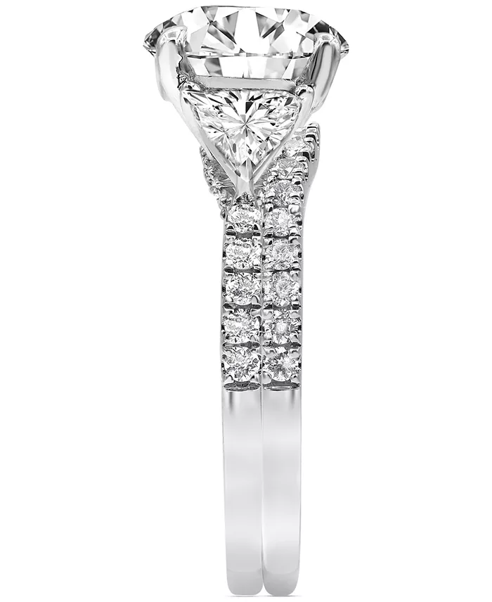 Badgley Mischka Certified Lab Grown Diamond Round Three Stone Bridal Set (4-1/4 Ct. T.w.) In 14k Gold Jewelry & Watches
