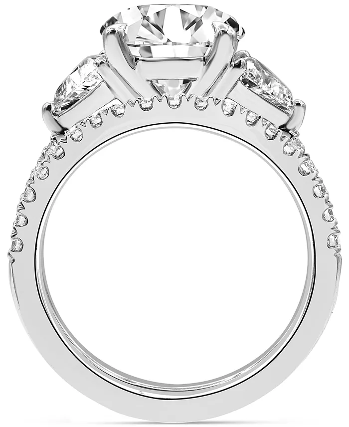 Badgley Mischka Certified Lab Grown Diamond Round Three Stone Bridal Set (4-1/4 Ct. T.w.) In 14k Gold Jewelry & Watches