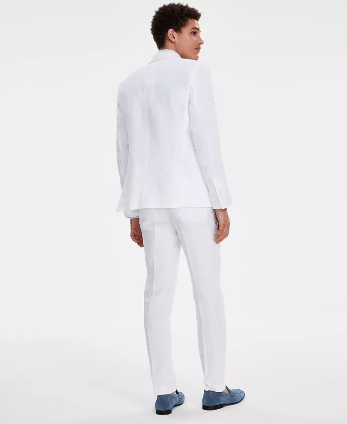 Bar III Men's Slim-Fit White 100% Linen Suit Jacket Created For Macy's Men's Fashion & Accessories