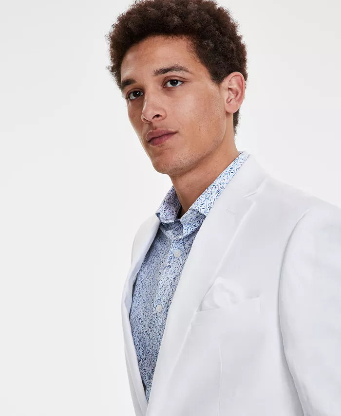 Bar III Men's Slim-Fit White 100% Linen Suit Jacket Created For Macy's Men's Fashion & Accessories