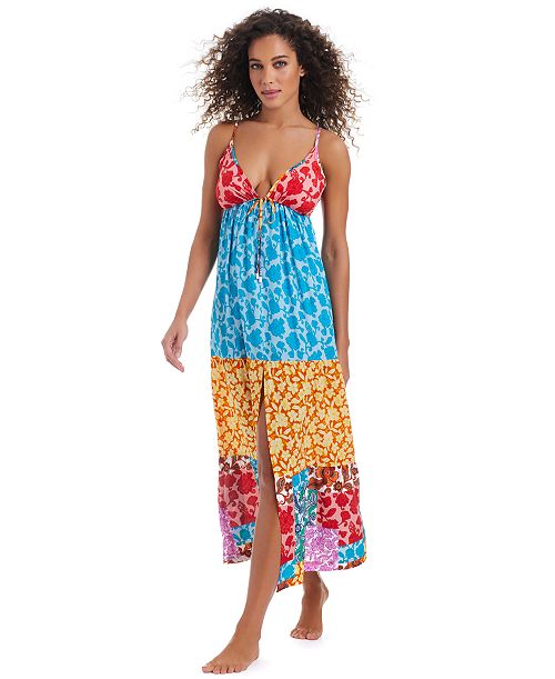 Bar III Women's Beachside Boheme Tiered Maxi Dress Swim Cover-Up Exclusively at Macy's Women's Fashion Shoes & Accessories