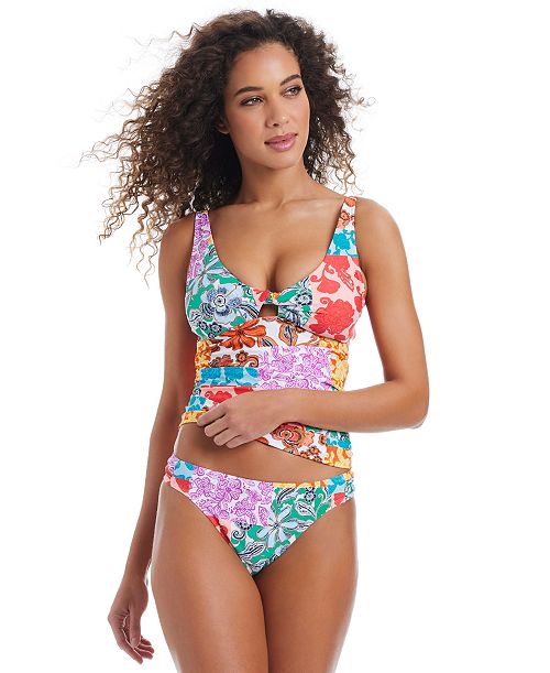 Bar III Women's Beachside Boheme Twist-Front Shirred Tankini Top & Side-Tab Hipster Bikini Bottoms Exclusively at Macy's Women's Fashion Shoes & Accessories