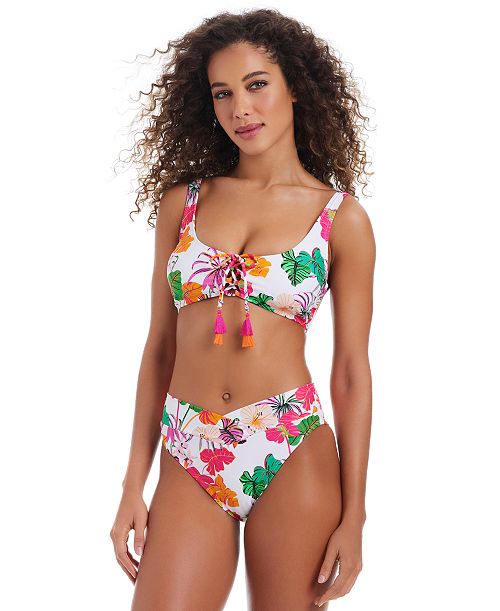 Bar III Women's Bermuda Babe Lace-Up Bikini Top & V-Waist Bikini Bottoms Exclusively at Macy's Women's Fashion Shoes & Accessories
