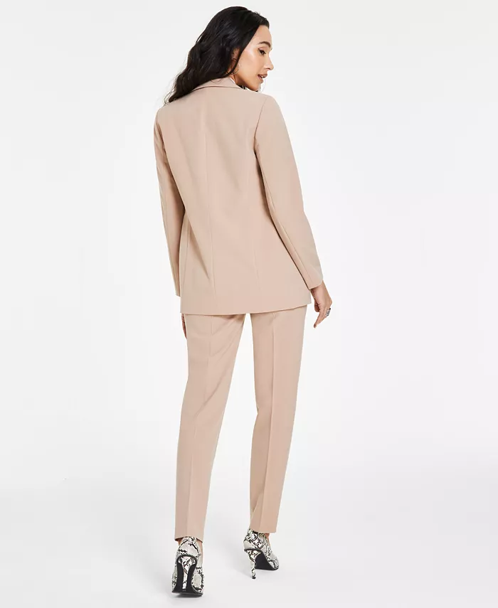 Bar III Women's Faux Double-Breasted Boyfriend Jacket Tie-Neck Sleeveless Satin Blouse & Straight-Leg Dress Pants Created For Macy's Women's Fashion Shoes & Accessories