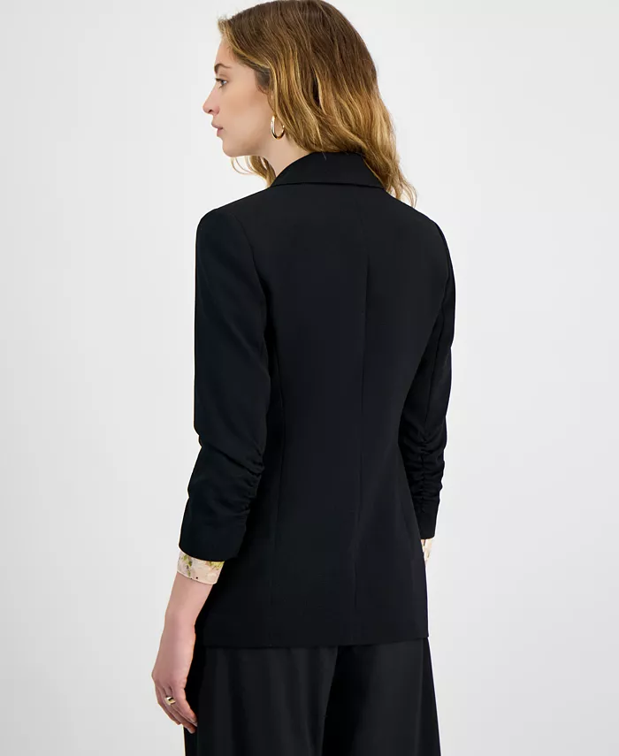 Bar III Women's Faux Double-Breasted Scrunch-Sleeve Blazer Exclusively At Macy's Women's Fashion Shoes & Accessories