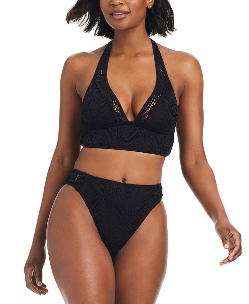 Bar III Women's Longline Halter Bra Bikini Top & High-Waist Bottoms Created for Macy's Women's Fashion Shoes & Accessories