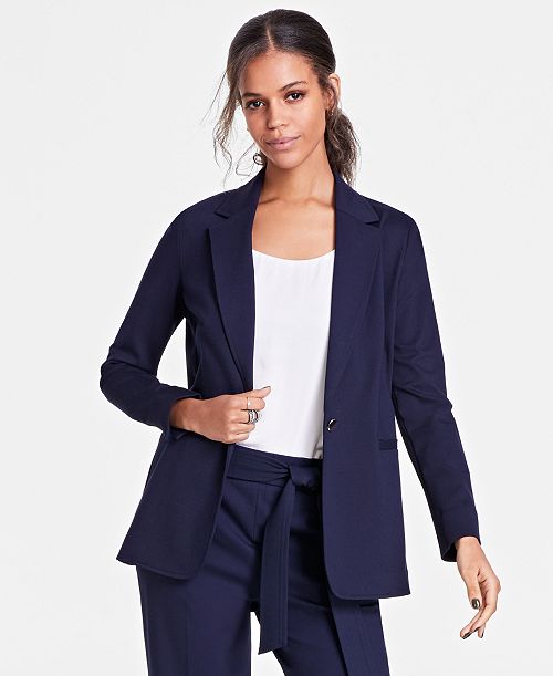 Bar III Women's Notch-Collar Single Button Blazer Created for Macy's Women's Fashion Shoes & Accessories