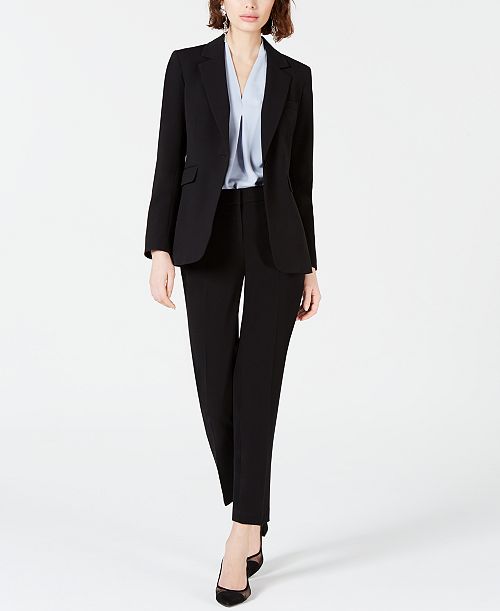 Bar III Women's One-Button Jacket Straight-Leg Pants & Blouse Created for Macy's Women's Fashion Shoes & Accessories