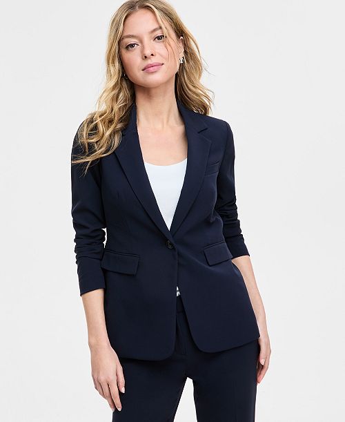 Bar III Women's One-Button Notch-Collar Blazer Created for Macy's Women's Fashion Shoes & Accessories