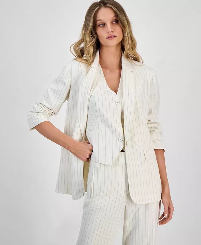 Bar III Women's Pinstriped Jacket Exclusively At Macy's Women's Fashion Shoes & Accessories
