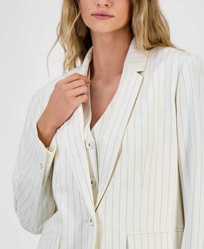 Bar III Women's Pinstriped Jacket Exclusively At Macy's Women's Fashion Shoes & Accessories