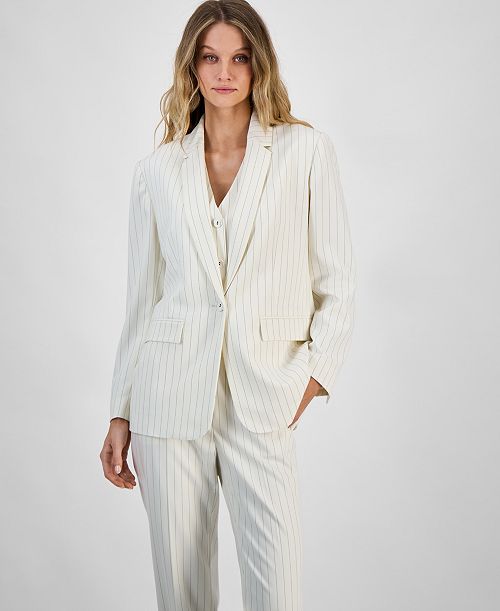 Bar III Women's Pinstriped Jacket Exclusively at Macy's Women's Fashion Shoes & Accessories