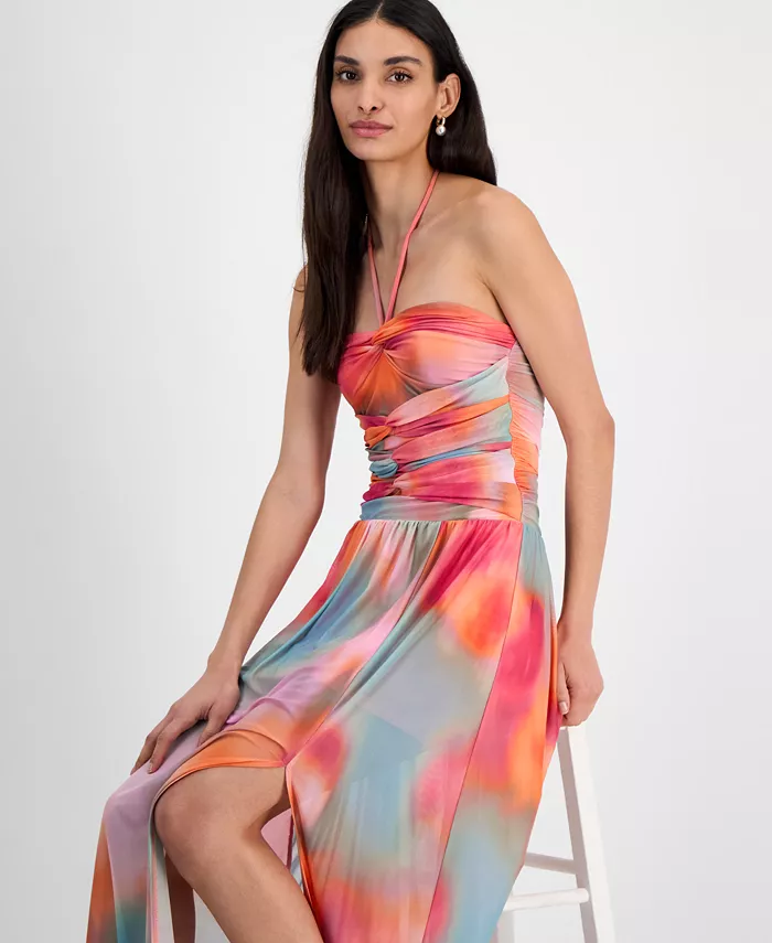 Bar III Women's Printed Halter Bandeau Maxi Dress Exclusively At Macy's Women's Fashion Shoes & Accessories