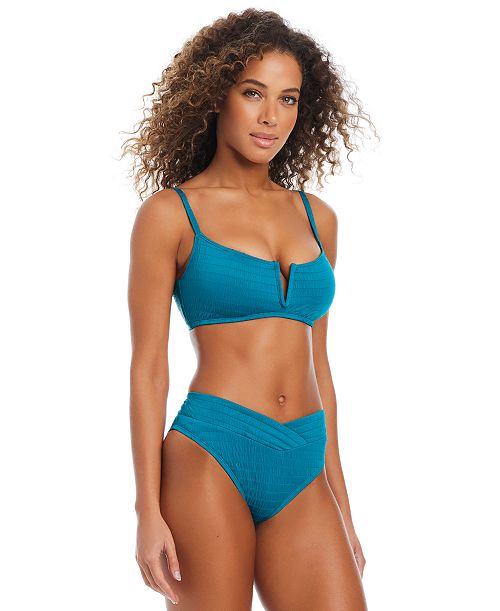 Bar III Women's Pucker Up V-Wire Bikini Top & V-Waist Bottoms Exclusively At Macy's Women's Fashion Shoes & Accessories