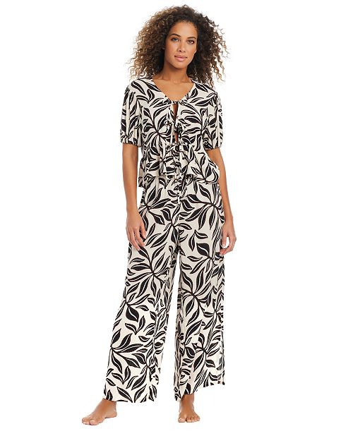 Bar III Women's Resort Daze Cover-Up Tie-Front Top & Drawstring Pants Exclusively at Macy’s Women's Fashion Shoes & Accessories