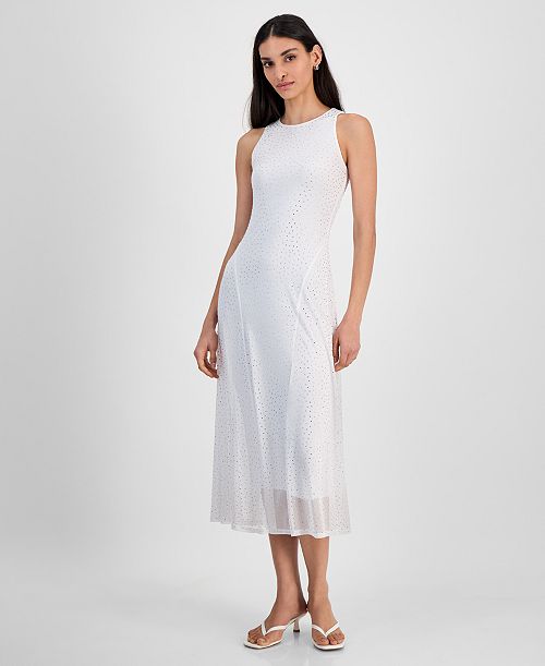 Bar III Women's Rhinestone Mesh Midi Dress Exclusively At Macy's Women's Fashion Shoes & Accessories