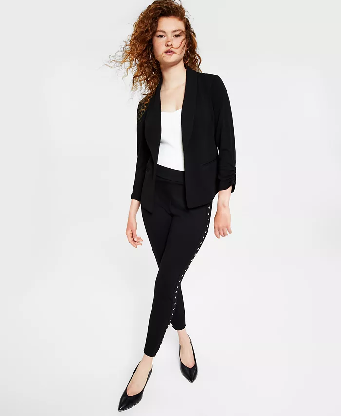 Bar III Women's Ruched 3/4-Sleeve Knit Blazer Created For Macy's Women's Fashion Shoes & Accessories