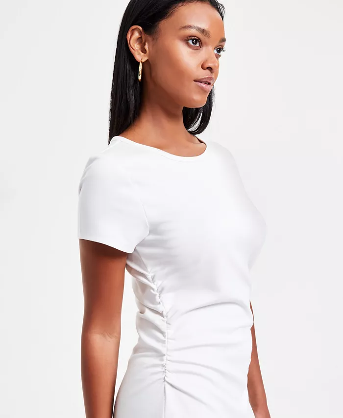 Bar III Women's Ruched Short-Sleeve Midi Dress Exclusively At Macy's Women's Fashion Shoes & Accessories