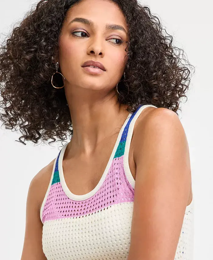 Bar III Women's Striped Crochet Tank Dress Exclusively At Macy's Women's Fashion Shoes & Accessories