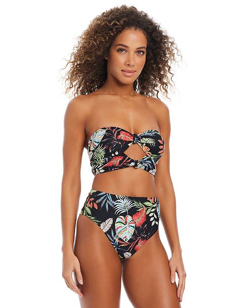Bar III Women's Swept Away Knotted Cropkini Top & High Rise Bikini Bottoms Exclusively at Macy's Women's Fashion Shoes & Accessories