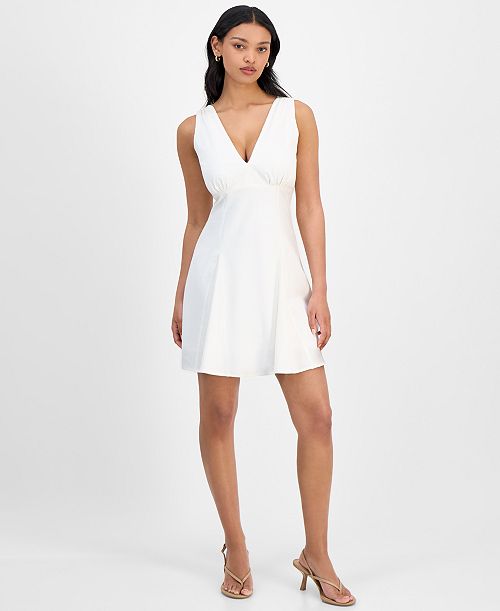 Bar III Women's V-Neck Sleeveless A-Line Dress Exclusively at Macy's Women's Fashion Shoes & Accessories