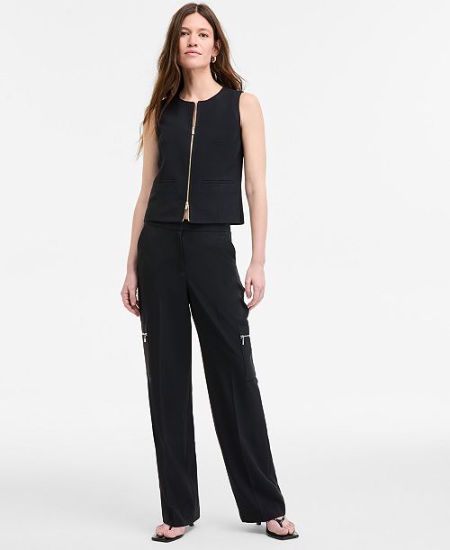 Bar III Women's Zip-Front Vest & Cargo Pants Exclusively at Macy's Women's Fashion Shoes & Accessories