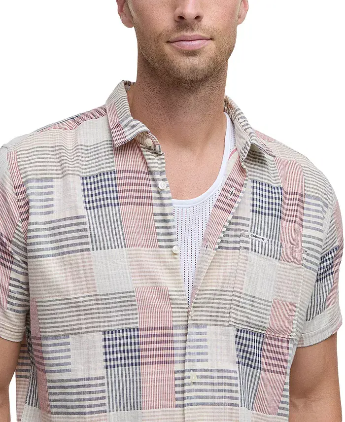 Barbour Men's OakShore Short Sleeve Patchwork Button-Front Shirt Men's Fashion & Accessories