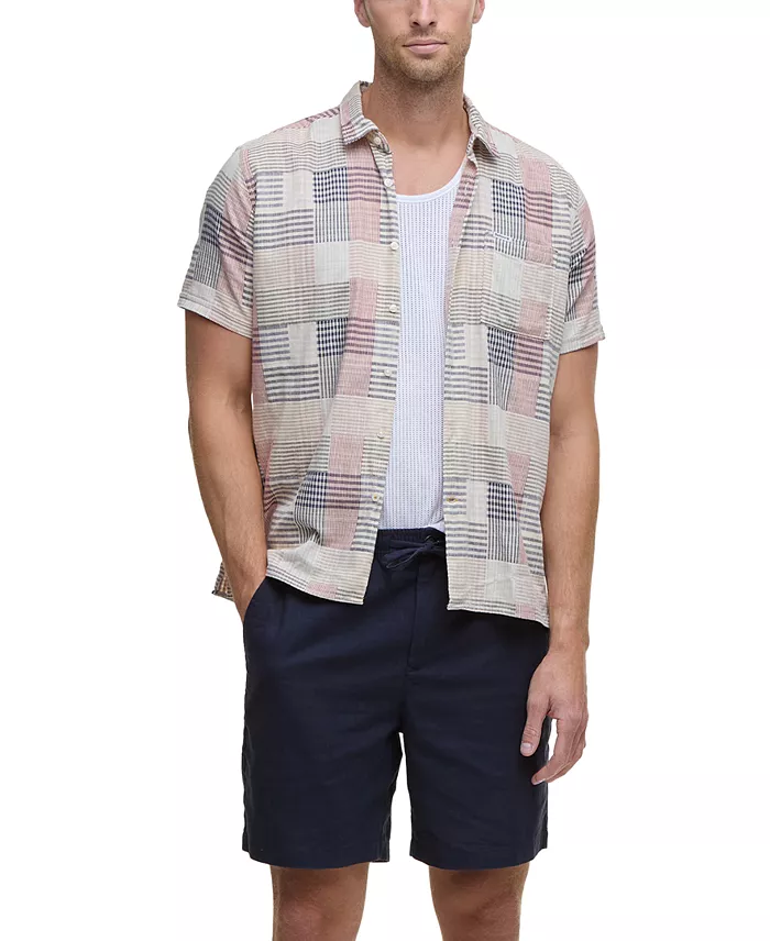 Barbour Men's OakShore Short Sleeve Patchwork Button-Front Shirt Men's Fashion & Accessories