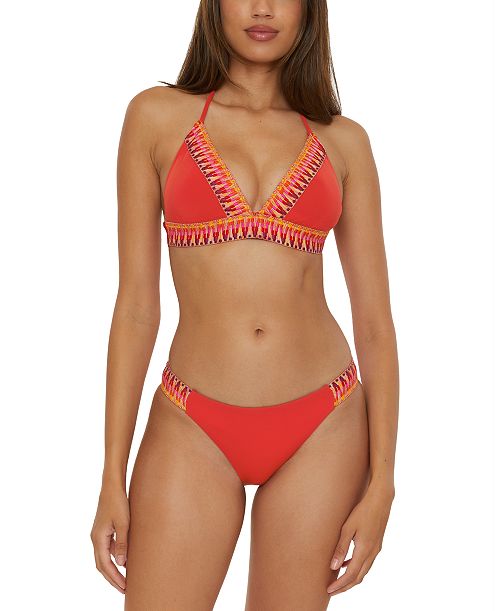 Becca Women's Fiesta Halter Bikini Top & Side-Tab Bottoms Women's Fashion Shoes & Accessories