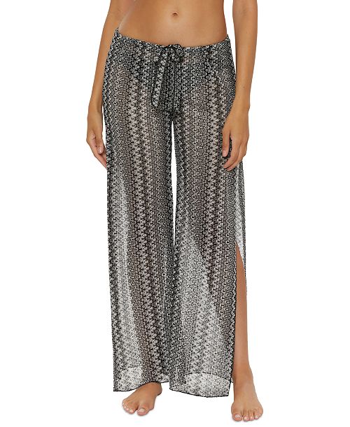Becca Women's Granite Bay Crochet Split-Leg Cover-Up Pants Women's Fashion Shoes & Accessories