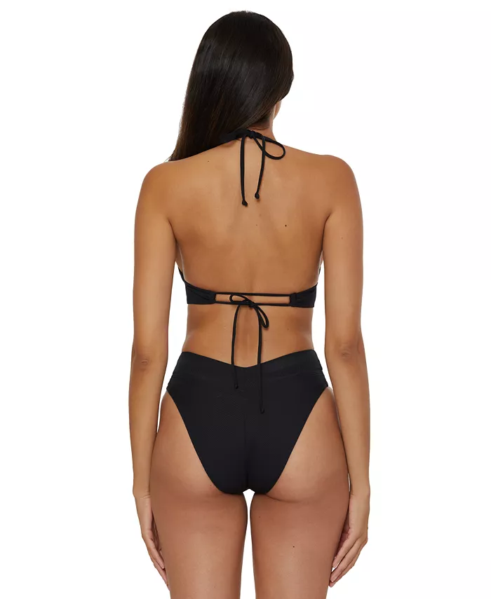 Becca Women's Modern Edge Halter Bikini Top & High-Waist Bottoms Women's Fashion Shoes & Accessories