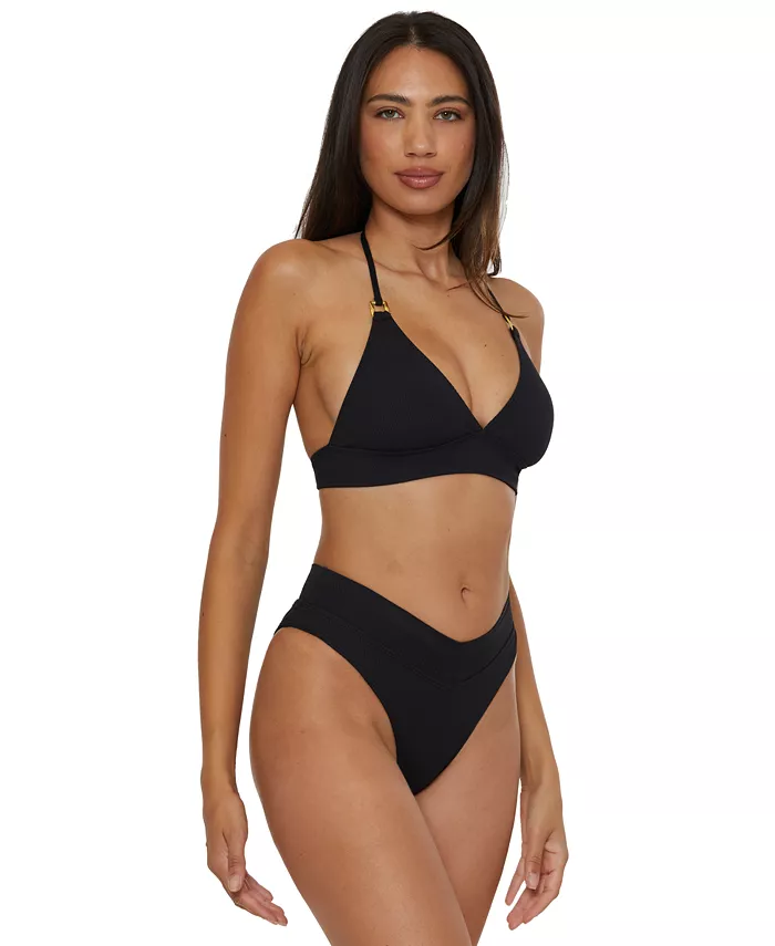 Becca Women's Modern Edge Halter Bikini Top & High-Waist Bottoms Women's Fashion Shoes & Accessories