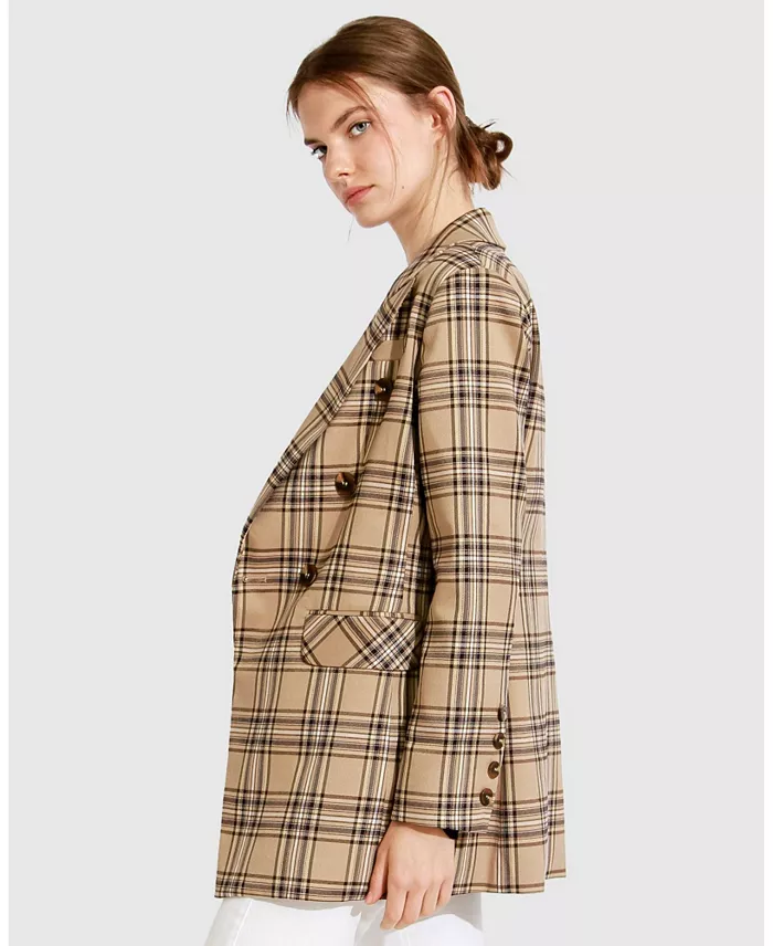 Belle & Bloom Too Cool For Work Plaid Blazer Women's Fashion Shoes & Accessories