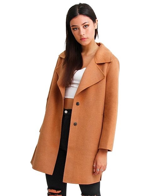 Belle & Bloom Women's Ex-Boyfriend Wool Blend Oversized Jacket Women's Fashion Shoes & Accessories