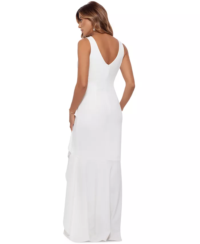 Betsy & Adam Petite Ruffled High-Low Mermaid Gown Women's Fashion Shoes & Accessories