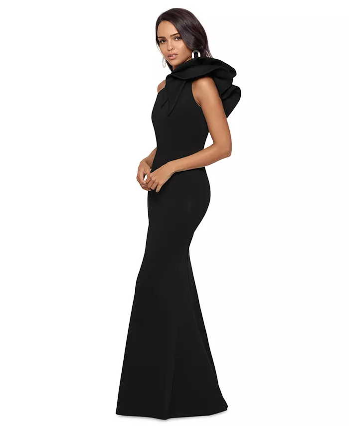 Betsy & Adam Women's One-Shoulder Scuba Crepe Gown Women's Fashion Shoes & Accessories