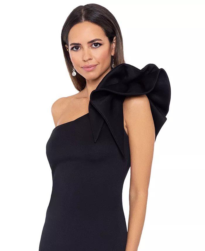 Betsy & Adam Women's One-Shoulder Scuba Crepe Gown Women's Fashion Shoes & Accessories