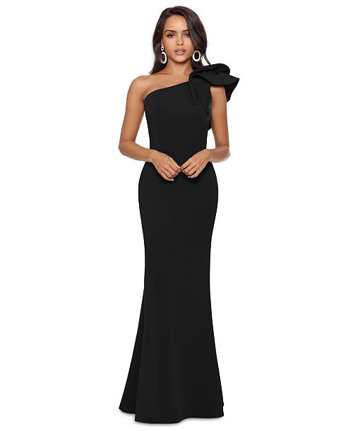 Betsy & Adam Women's One-Shoulder Scuba Crepe Gown Women's Fashion Shoes & Accessories