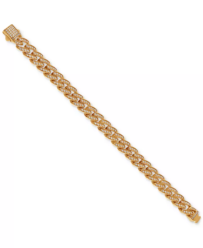 Blackjack Men's Miami Cuban Link Cubic Zirconia Bracelet In Gold-Tone Ion-Plated Stainless Steel Jewelry & Watches