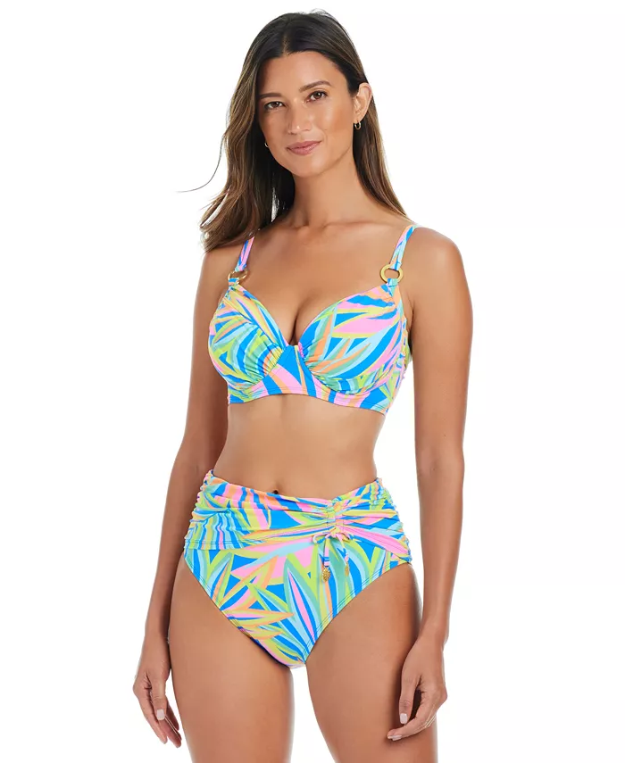 Bleu By Rod Beattie Women's On The Bright Side Printed Underwire Bikini Top & High-Waist Sarong Bikini Bottoms Women's Fashion Shoes & Accessories