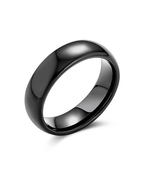 Bling Jewelry Plain Simple Dome Black Silver Rose Gold Plated Titanium Band Ring Comfort Fit 6MM Jewelry & Watches