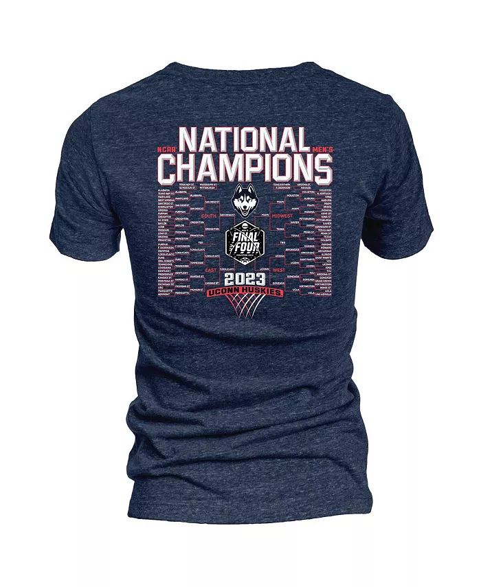 Blue 84 Women's Navy UConn Huskies 2023 NCAA Men's Basketball National Champions Focus Bracket Tri-Blend V-Neck T-shirt Sports Fan Shop