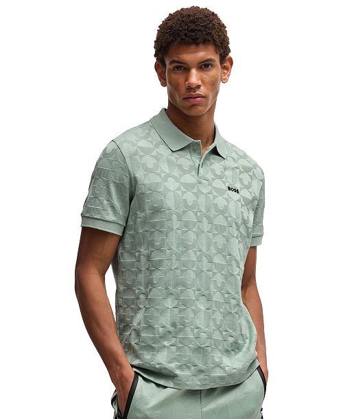 BOSS by Hugo Boss Men's Jacquard Circle Polo Shirt Brands